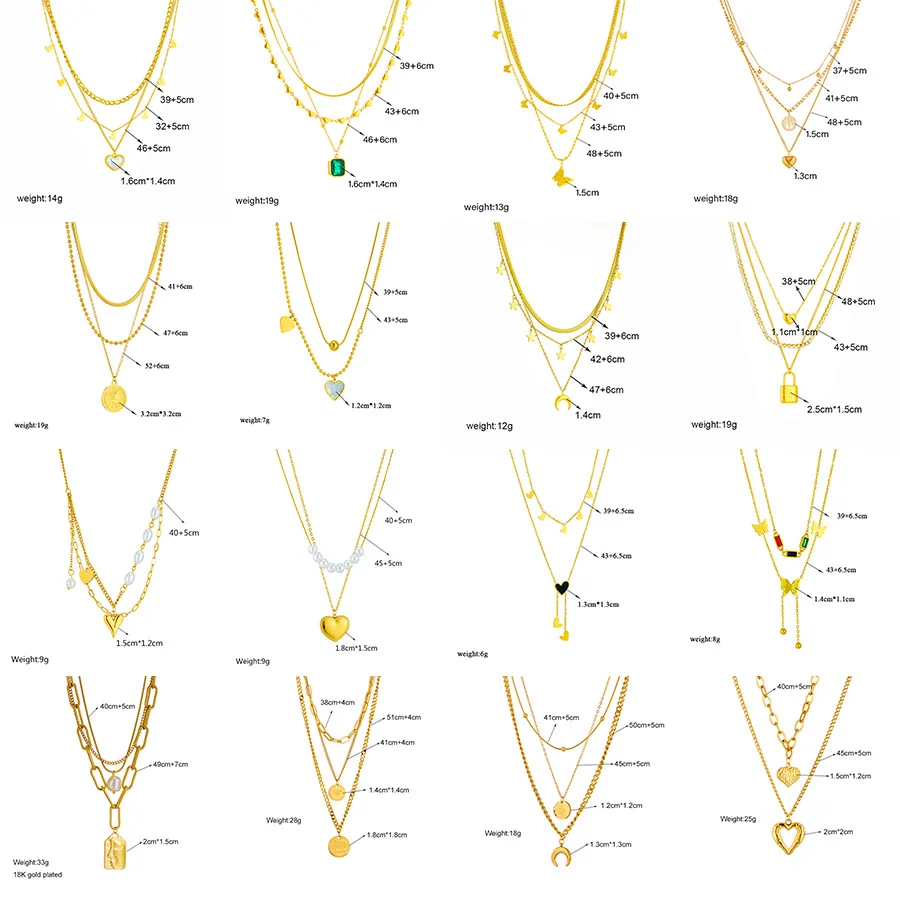 Trendy Jewelry Cuban Chain Multilayer Overlay Stainless Steel Butterfly Pearl Tassel Necklace For Women