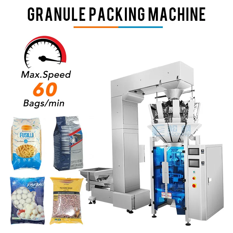 Fully automatic pre made flat bottom pouch bag coffee bean zipper bag packaging packing machine
