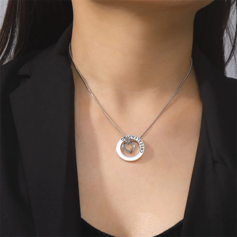 Love Cheerleading Charm Pendant Cheer Cheerleader Stainless Steel Necklace Gifts Jewelry for Girls Teens Women