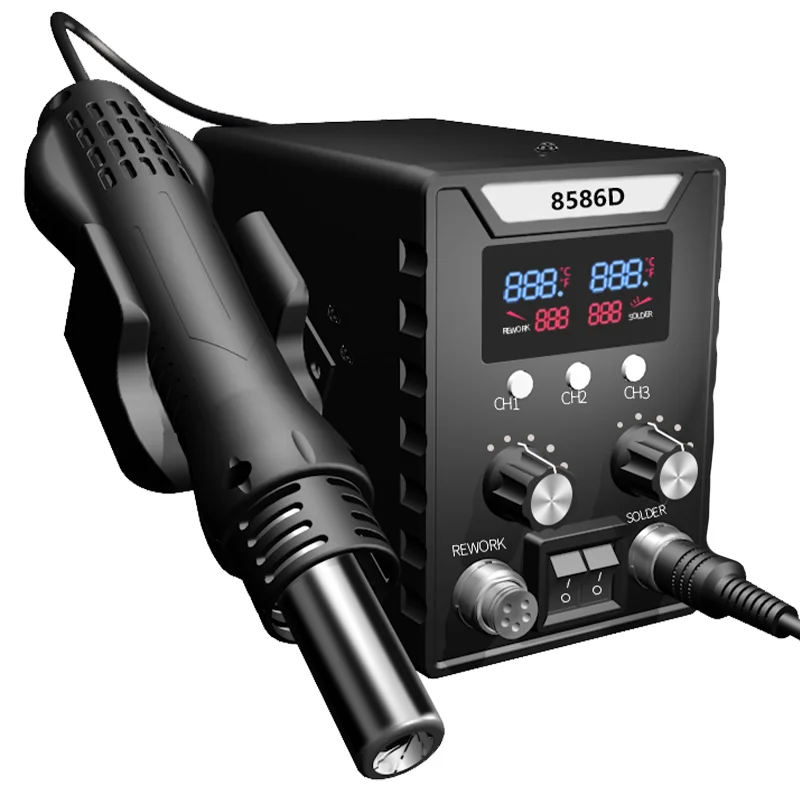 Heat gun 2-in-1 welding stand 858D LCD digital display SMD Rework Heat gun soldering iron 220V ESD welding repair tool