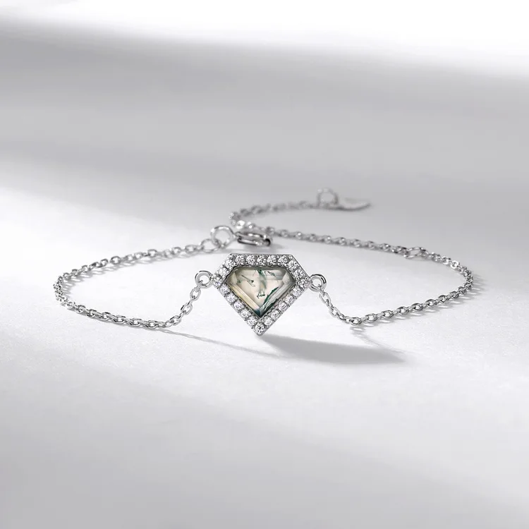 Most Popular Adjustable Zirconia Bracelets 925 Sterling Silver Green Moss Agate Natural Gemstone Bracelet for Women