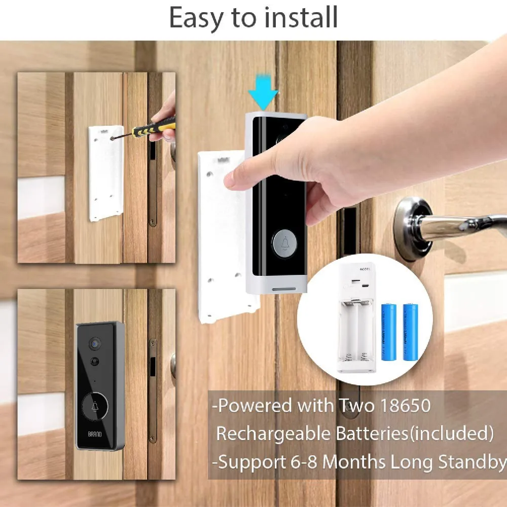Дверной звонок Tuya smart life умный Wi-Fi 200 Вт 1920*1080