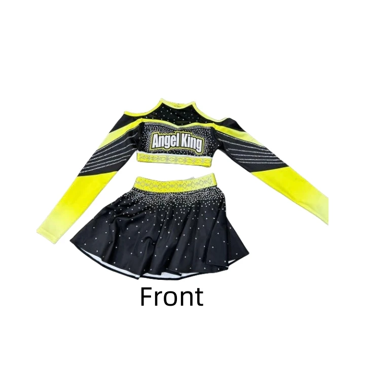 Customized design performance wear girls sexy cheerleader costume rhinestone cheerleading uniforms dance uniforms