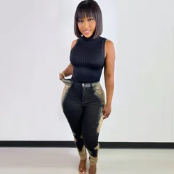 2021 Fall Women Pants High Waist Pencil Jeans Tie Dye Ladies Denim Sexy Patchwork Jeans For Girls