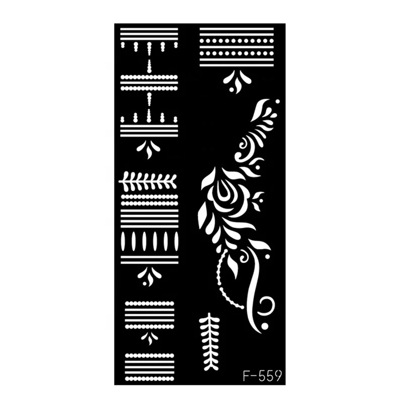 Factory Price Beauty Reusable Henna Temporary Drawing Tattoo Stencils For Hand
