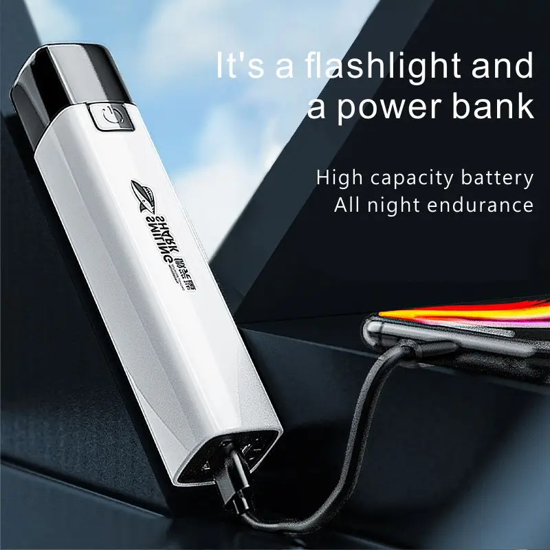 SMILING SHARK Flashlight Commando Light Rechargeable Charging Treasure Multifunctional Bright Mini Household Durable Lamp