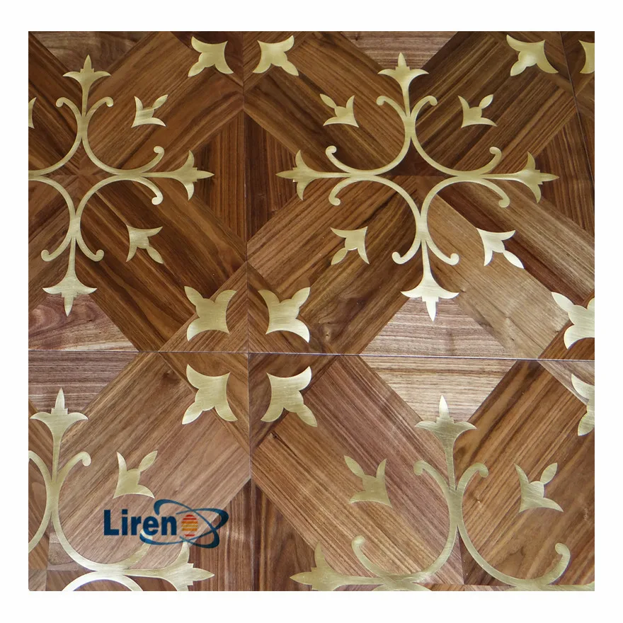 wood brass inlay parquet flooring metal inlayed parquet steel inlaid