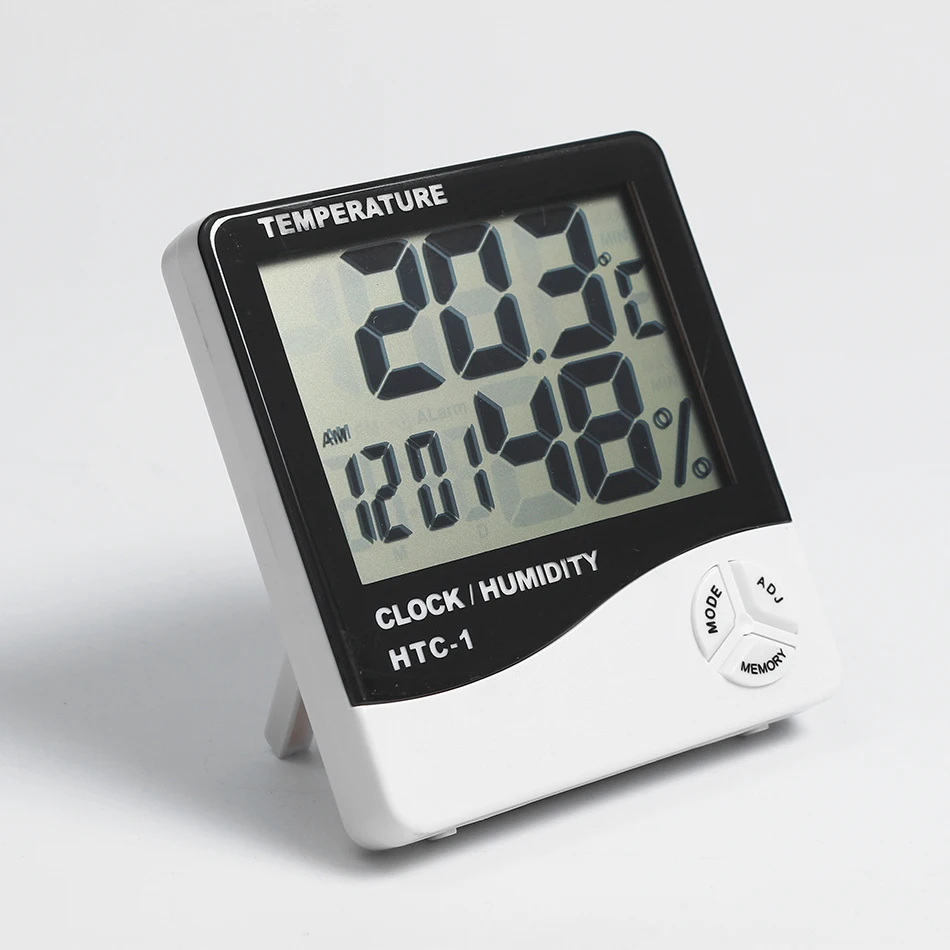 Digital Indoor LCD Thermometer Hygrometer With Timer Alarm Clock Room Temperature Humidity Gauge Meter Instruments HTC-1