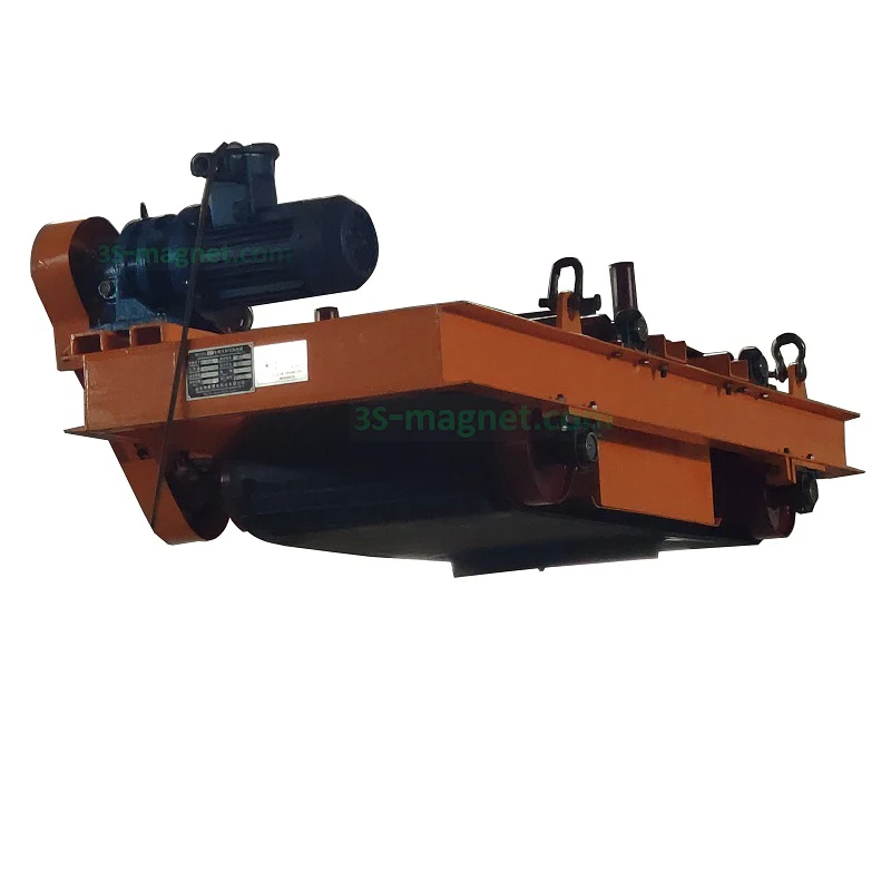automatic cleaning coal overband suspended cross belt magnetic magnet for conveyor