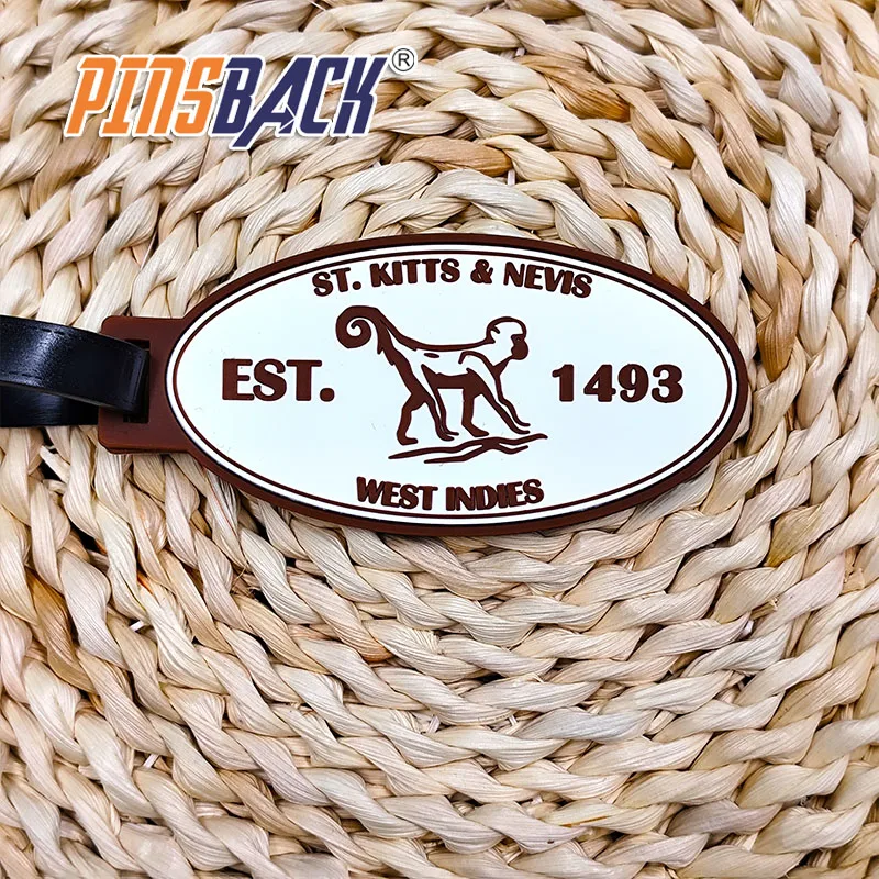 PINSBACK High Quality 2D 3D Embossed Logo Cute Animal Company Logo Design Soft PVC Custom Luggage Tag For Travelling Suitcase