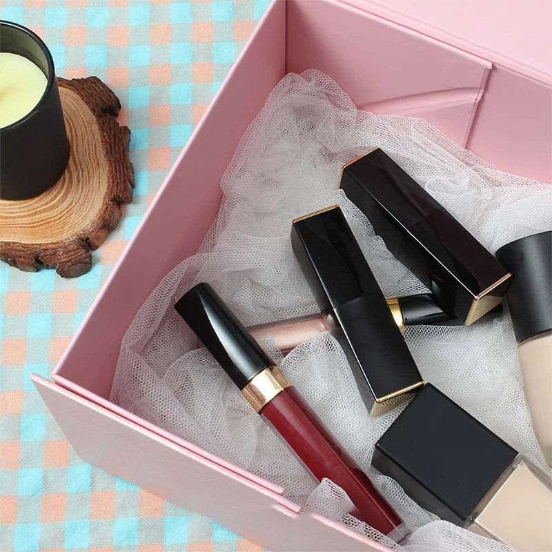 Pink Custom Logo Premium Luxury Cardboard Paper Gift Magnetic Folding Packaging Box For Dress With Ribbon