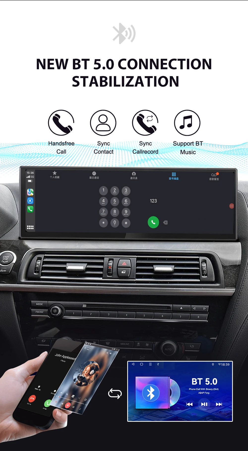 ZWNAV 14.9 Inch For BMW 6 Series F06 2009-2017 AC Panel Cluster GPS Multimedia Carplay Player Android Car Radio GPS Navigation