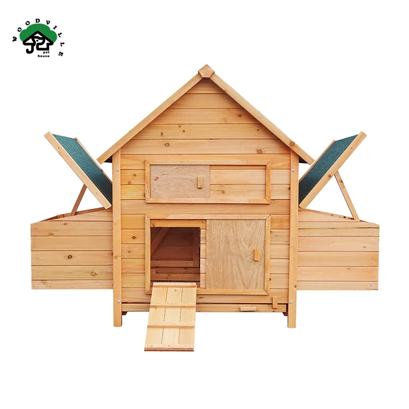 WoodVille Factory Direct Sales Large Waterproof Fir Wood Made Outdoor Rainproof And Windproof Chicken Coop