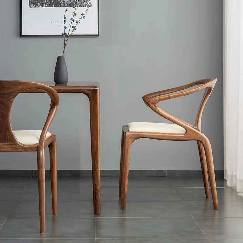 PurelyFeel Nordic Solid Wood Creative Italian Chair Chinese Backrest Dining Chair Living Room Chair