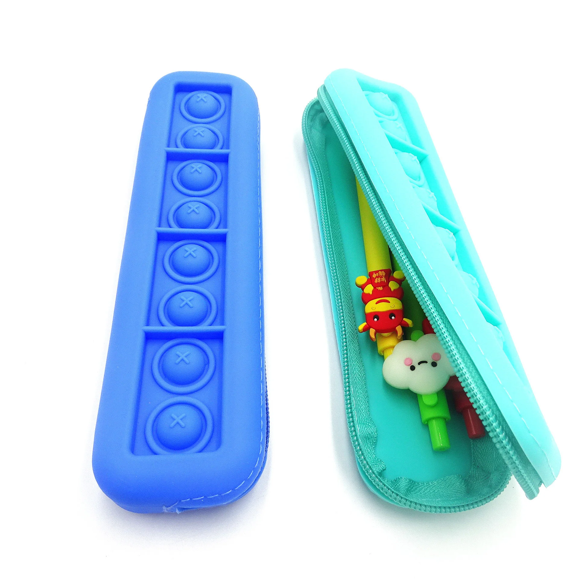 2021 New funny compressive pop pencil case popping up push personalised Silicone toys kids pencil bags