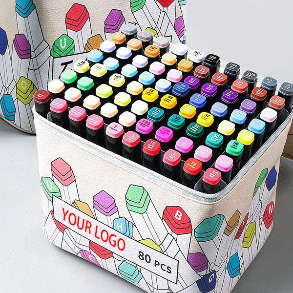 New packaging custom 168 Colors Alcohol Markers Artist Drawing Art Dual Tip Markers Perfect For Kids Boys Girls Students Adult