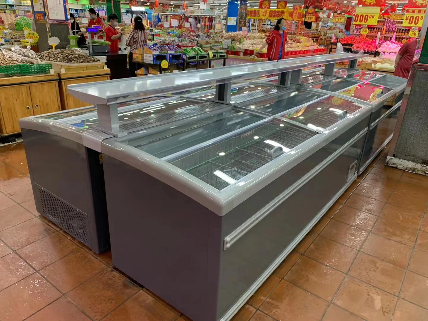 Professional customized Commercial Island Cabinet Supermarket Horizontal Combination Island Cabinet Large Capacity Refrigerator