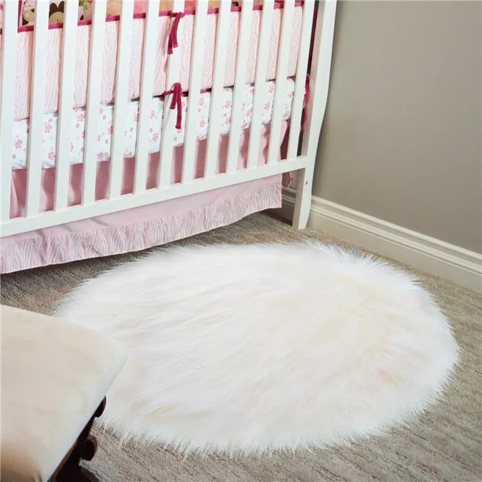 2021 round shape 80x80 cm plush faux fur area rug