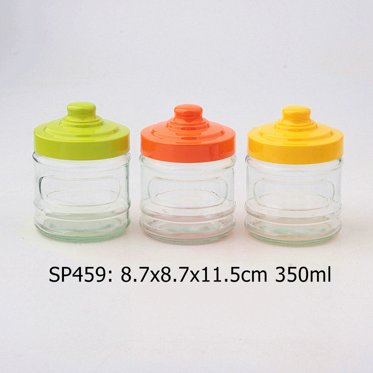 Custom Food Storage round glass pepper spice jar seasoning bottle Cookie Jar with colored plastic lid for home kitchen decor