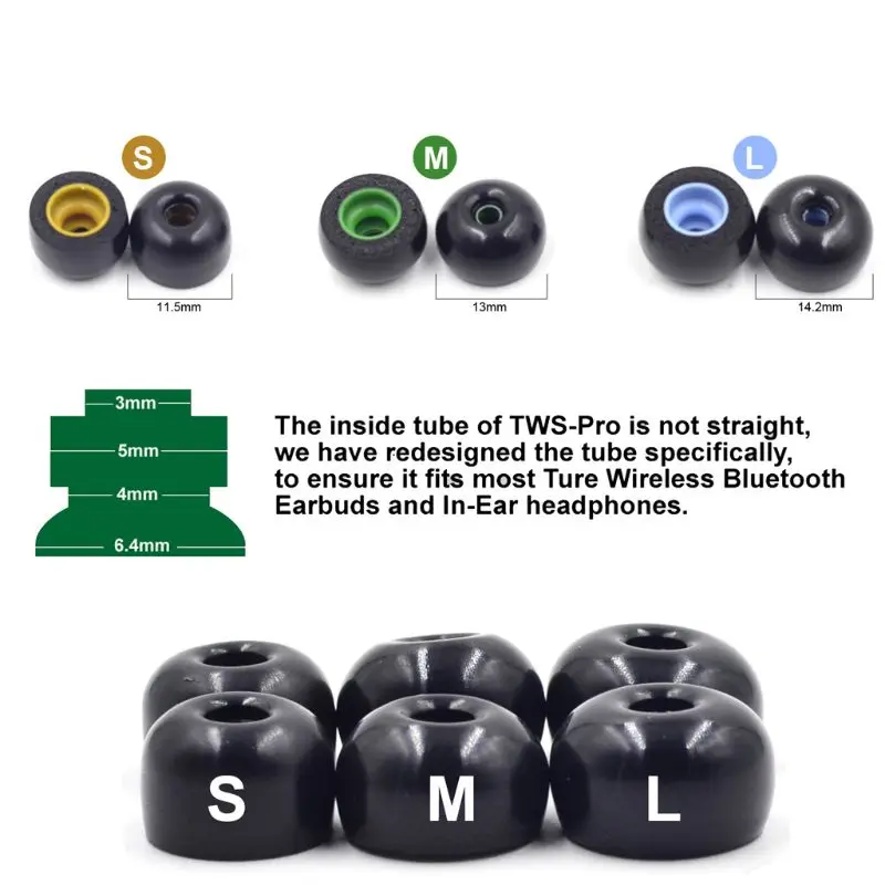 Amazon Hot Memory Foam Earphone Tips for TWS Earphone Soft Silicone Sponge Earbud Tips for Jabra ear tips for iPhone Airpods Pro