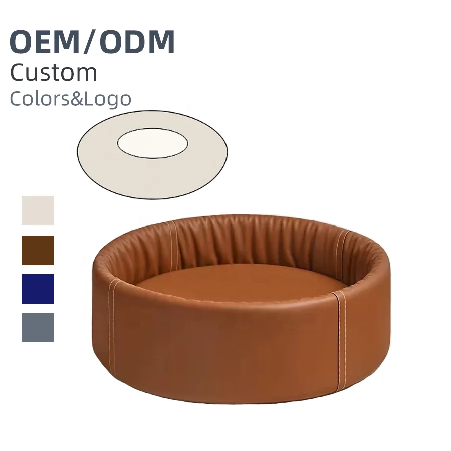 Bowl Shape Leather Luxury Soft Warm Cotton Baby Sleeping Soft Warm Cotton Memory Foam Pet Bed