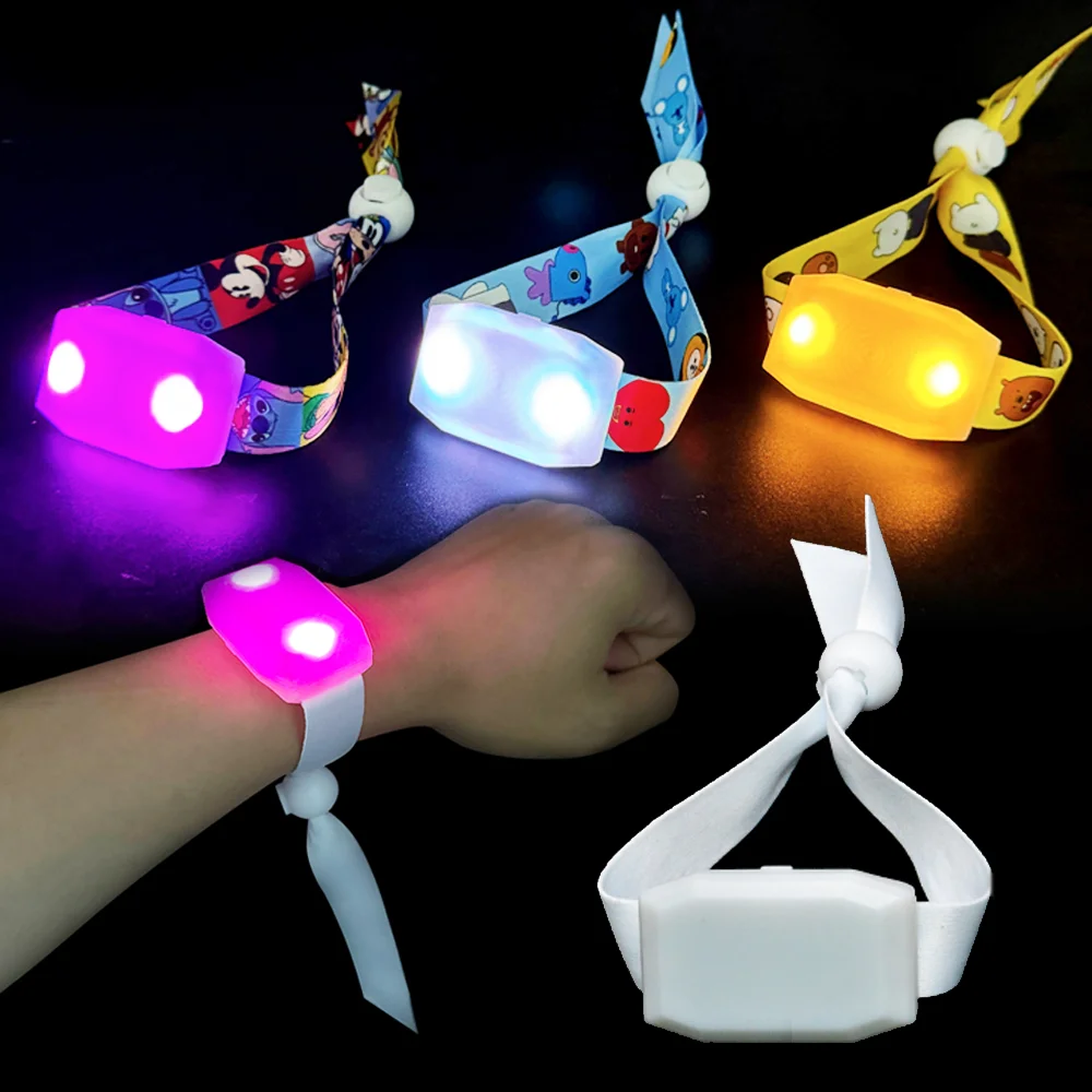 SUNJET DMX Remote Controlled LED Bracelet with Customizable Fabric Bands for Concert and Music Festival
