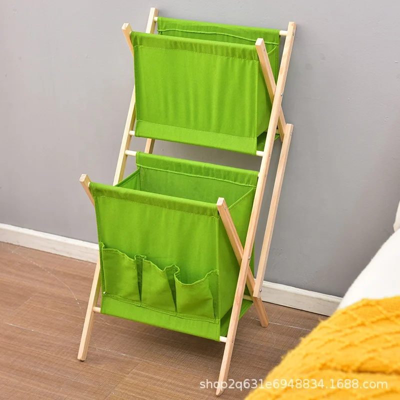 Zhonglu Custom Wood and Fabric Newspaper Magazine Rack Brochure Stand Display Shelf