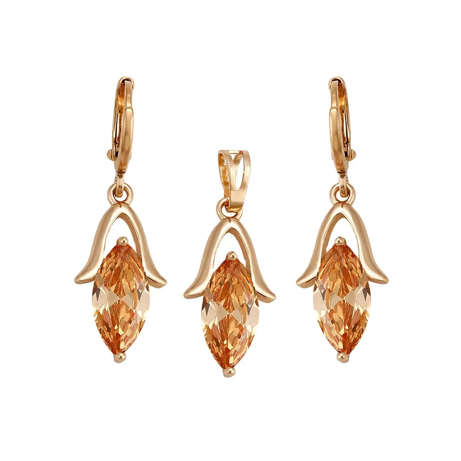 60924 xuping jewelry fashion simple exquisite a variety of colors big diamond gold plated jewelry sets