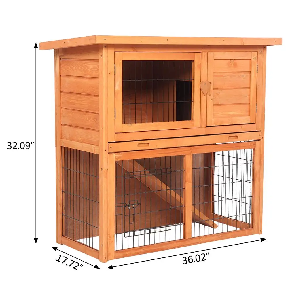Wooden 36 Inch 2 Tiers Chicken Coop Hen House Poultry Pet Cage