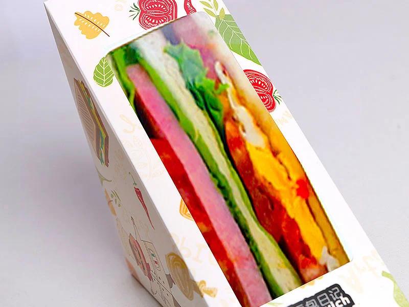 Food Grade Kraft Paper Colorful Triangle Pizza Slice Box With The Window