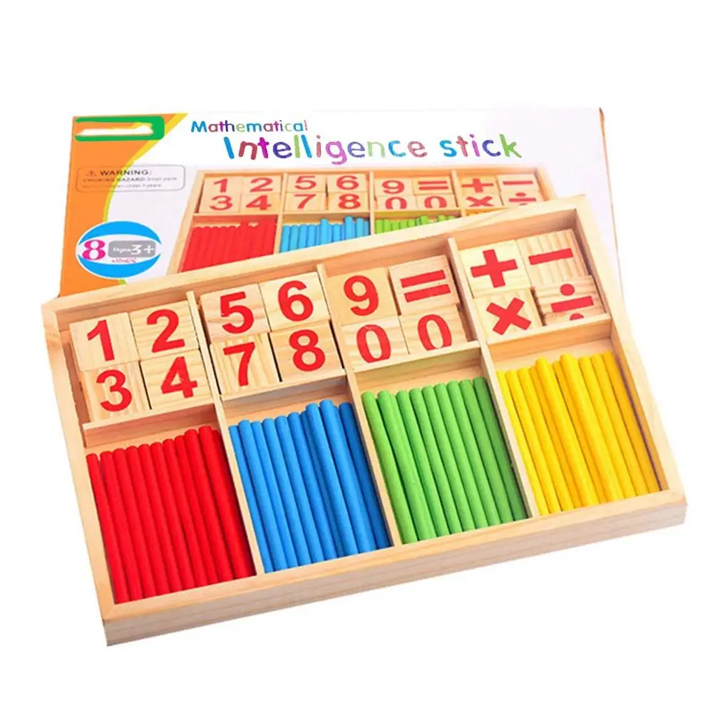 Counting Stick Calculation Math Educational Toy, Wooden Number Cards and Counting Rods Box