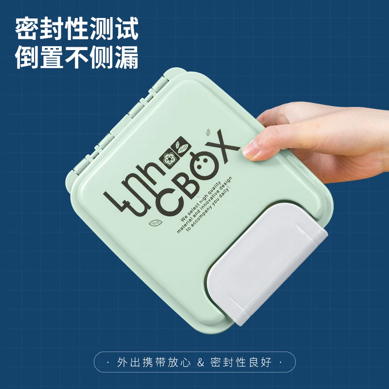 Plastic Bento Lunch Box Water Bottle Set Tableware Leakproof Microwave Prep Bento Box Food Container with Cutlery for Kid Adult