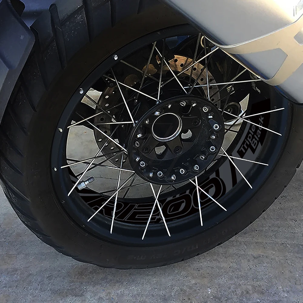 Светоотражающая наклейка на переднее и заднее колесо мотоцикла для BMW R1200GS Adventure 2006-2021 тройная черная