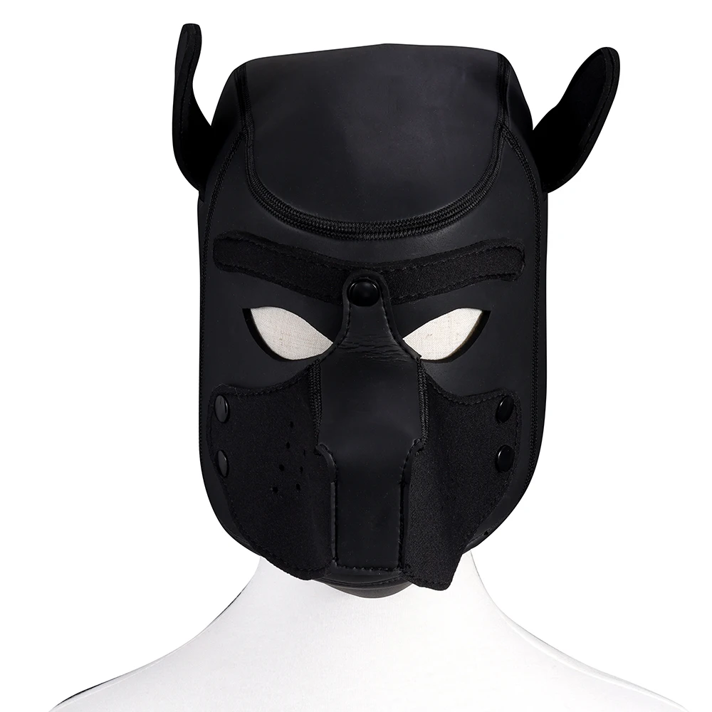 Партия щенок играть собака капюшон маска для глаз мягкий латексный каучук ролевые игры Косплей для наращивания на всю голову + уши маска для Хэллоуина, секс-игрушки для пар