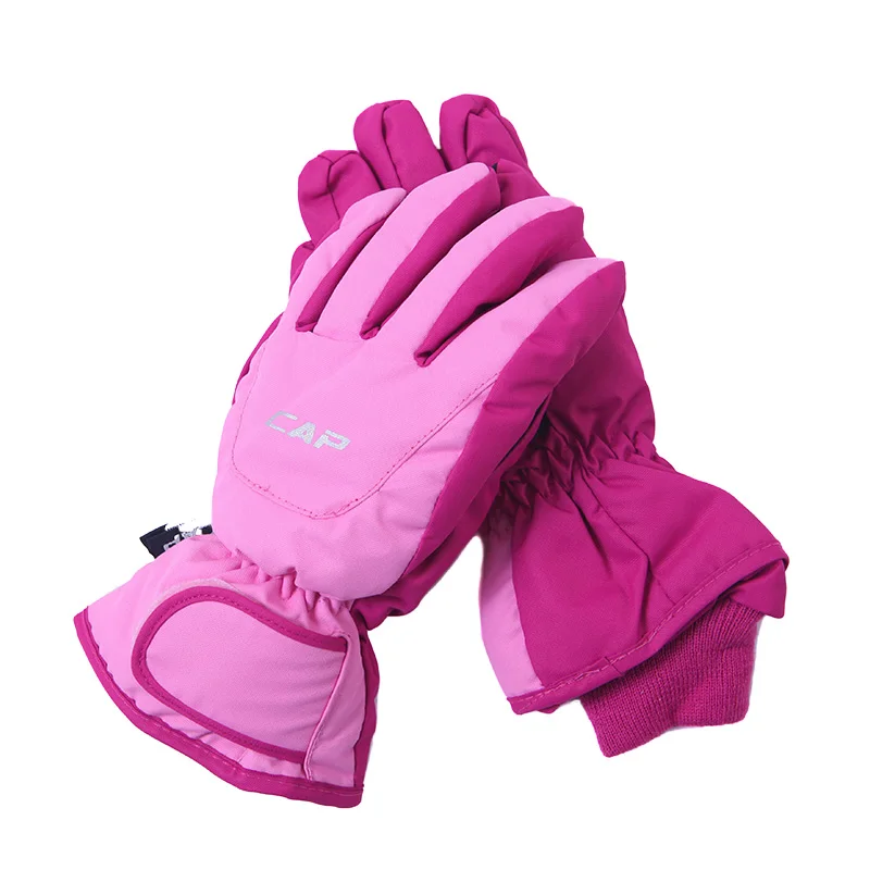 Customized Adult Teenagers European winter skiing gloves mittens with strap