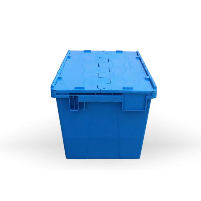 Large  Lid Moving Container Plastic Tote Box for Supermarket Transport