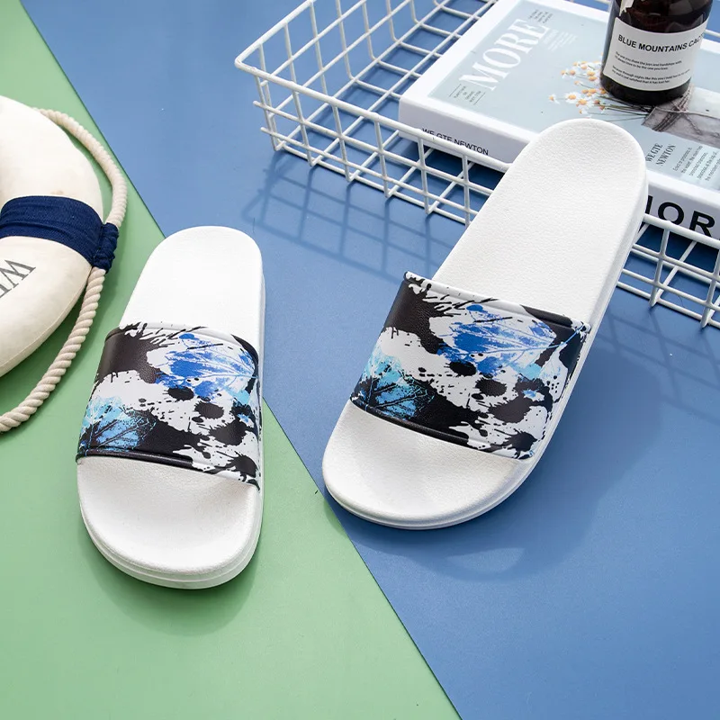 Hot summer couples Korean version of net celebrity ins home bath fashion all-match inkjet slippers
