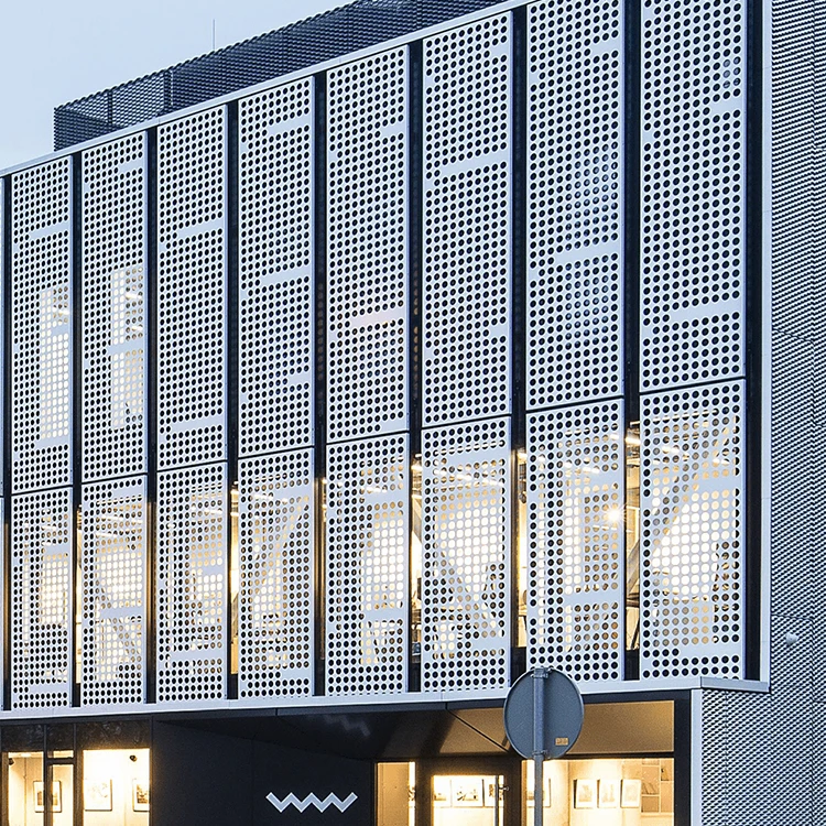 Curtain Wall Cladding Metal Aluminum Perforated Panels Aluminium Facade Residential