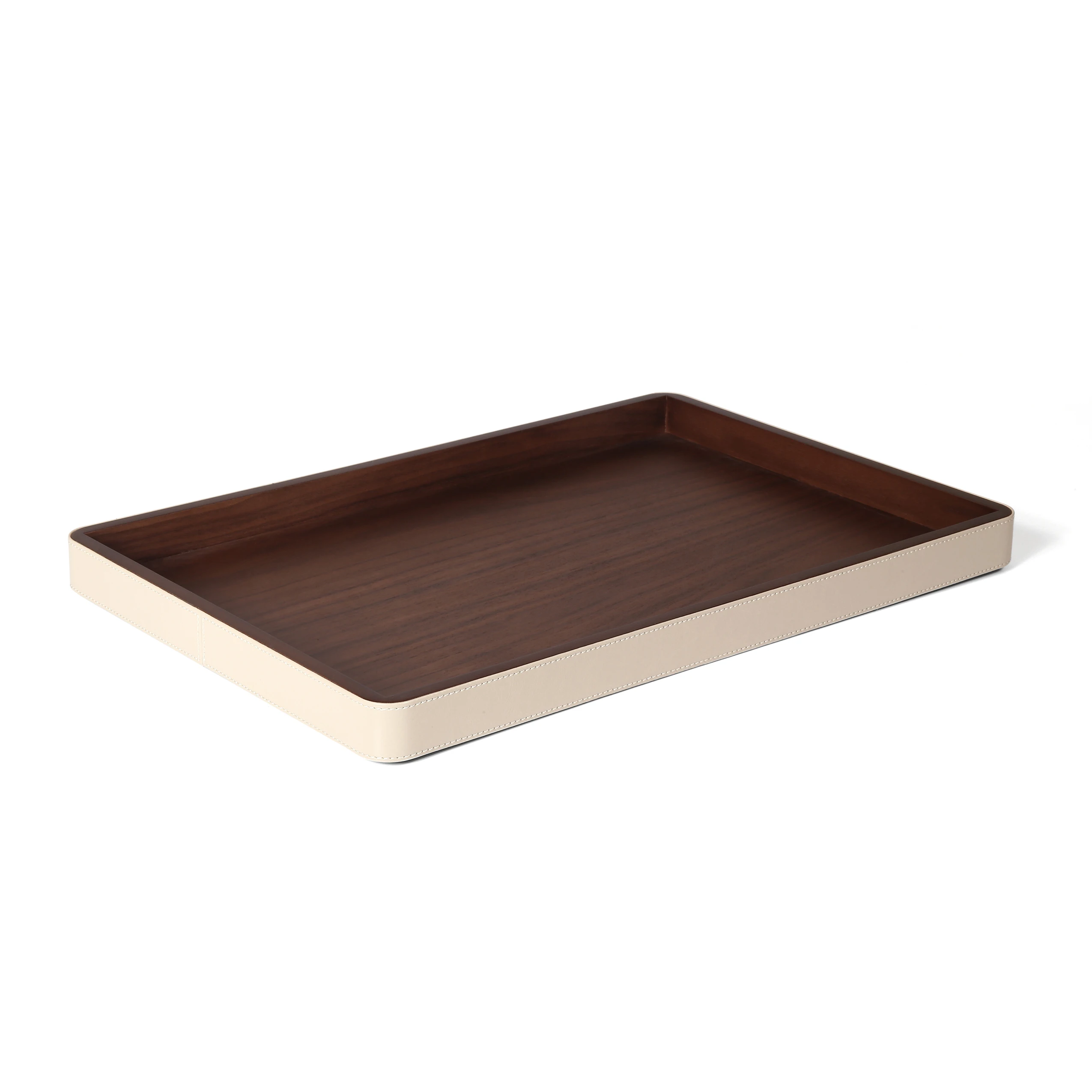 S-822Newly designed rectangular circular tray hotel restaurant coffee shop European home decoration wooden leather service tray