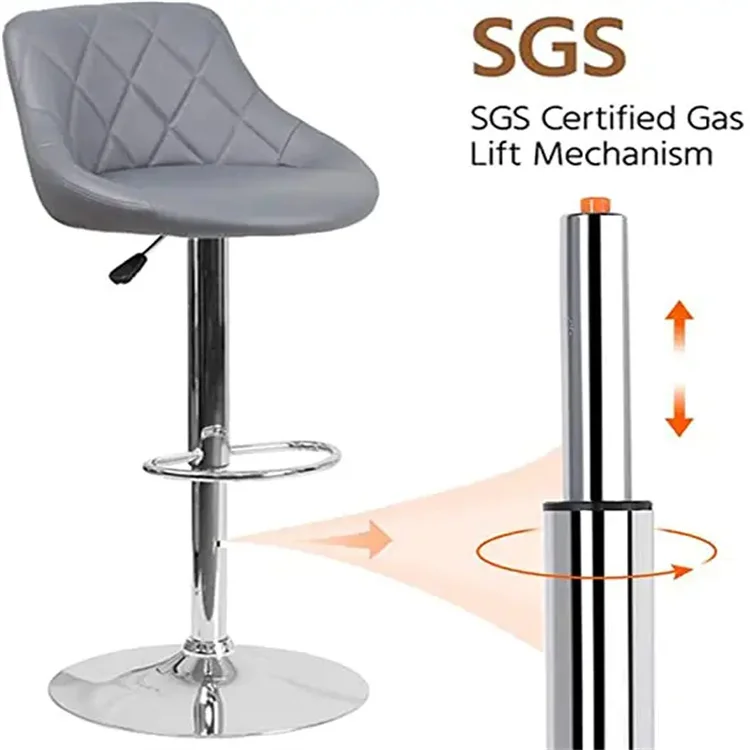 Modern Elegant Lifestyle Red Adjustable Swivel Chair Bar Stool with ABS Plastic Seat