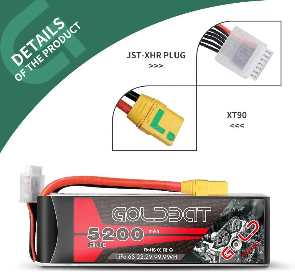 Набор литий-ионных батарей GOLDBAT 5200 мАч 60C 22 2 в 6S с XT90 для радиоуправляемых автомобилей грузовиков