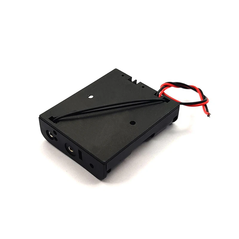 Plastic Black 4.5V 3 AA  Battery Case Holder with Wire Leads