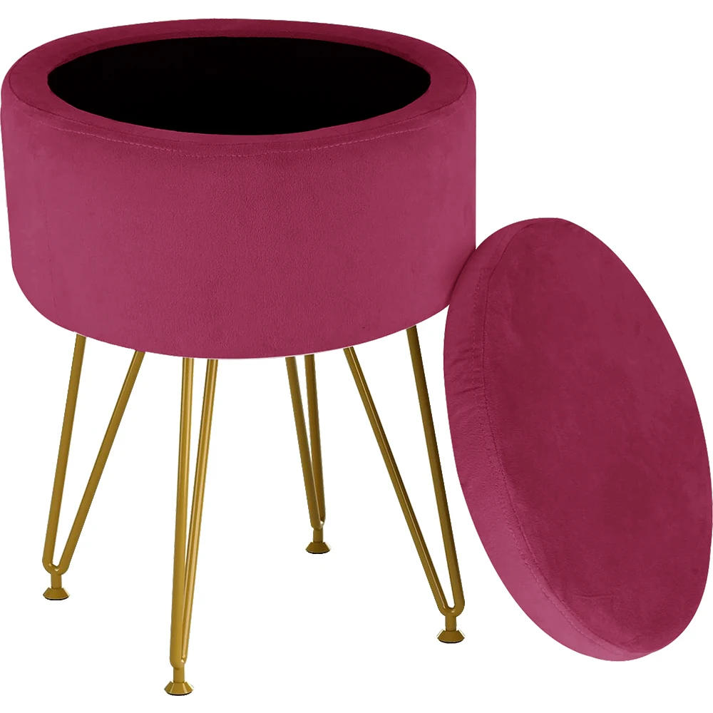 Vanity Seat Bedroom Makeup Pouffe Piano Chair Salmon Pink Velvet Furry Modern Accent Stools