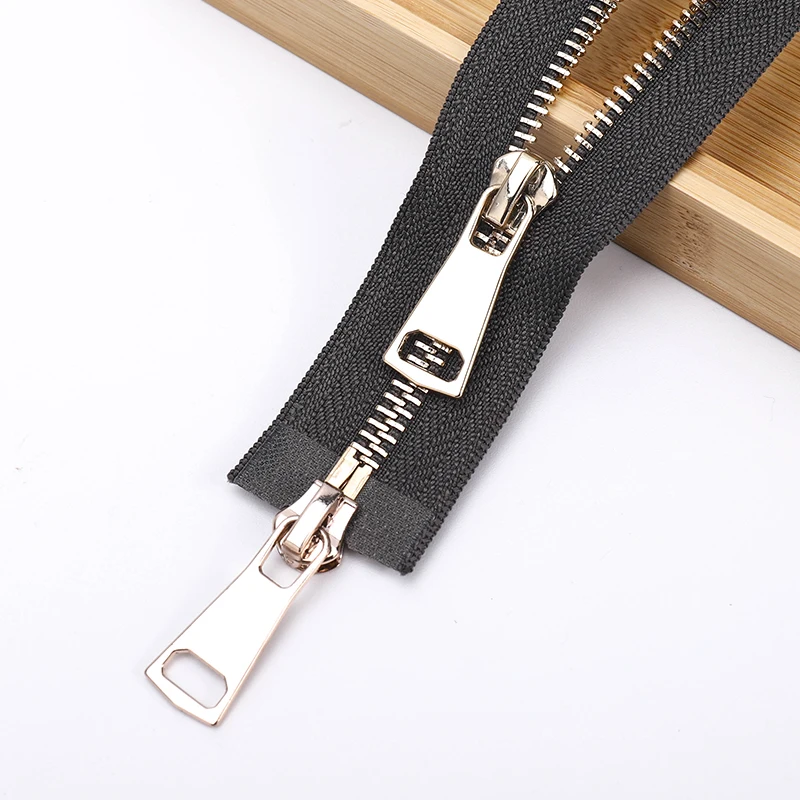 4# Brass Metal Zipper Alloy Chain Open Front Flap For Casual Pants Shoes Garments