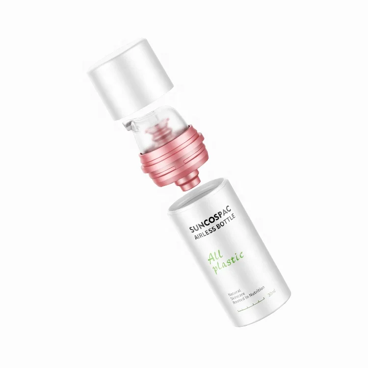 Wholesale High Empty All Plastic 15ml 1oz Airless Lotion Bottle 30ml 50ml Tpe Spring Mono Packaging Plastic Cosmetic Bottle