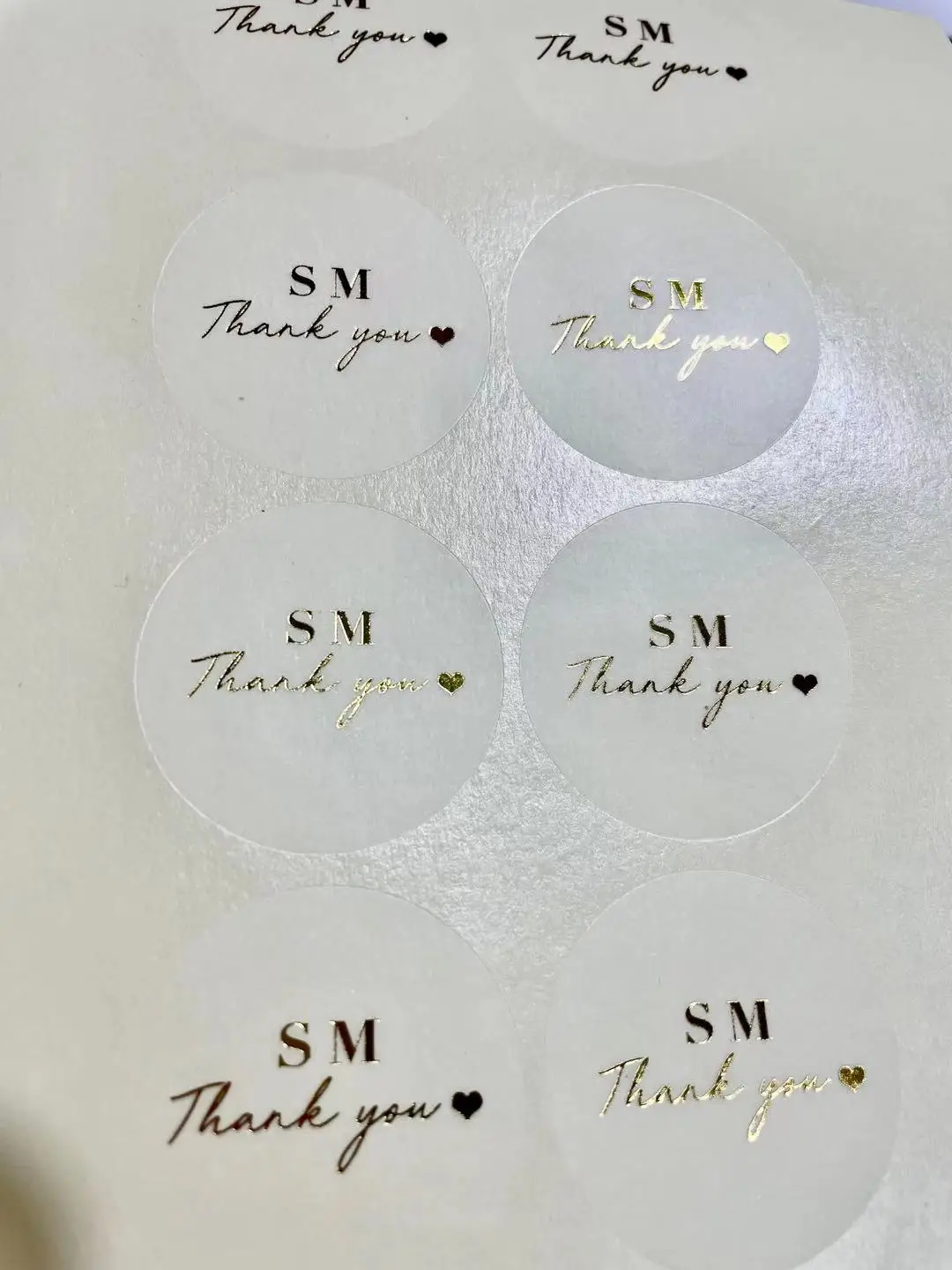 Hot Selling Custom Sticker Paper Gold Thank You Transparent Sticker