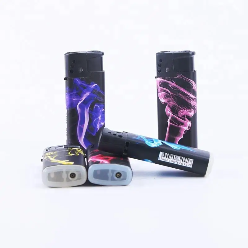 Custom Logo Indoor Kitchen Different Color Pattern Refillable Plastic Lighter