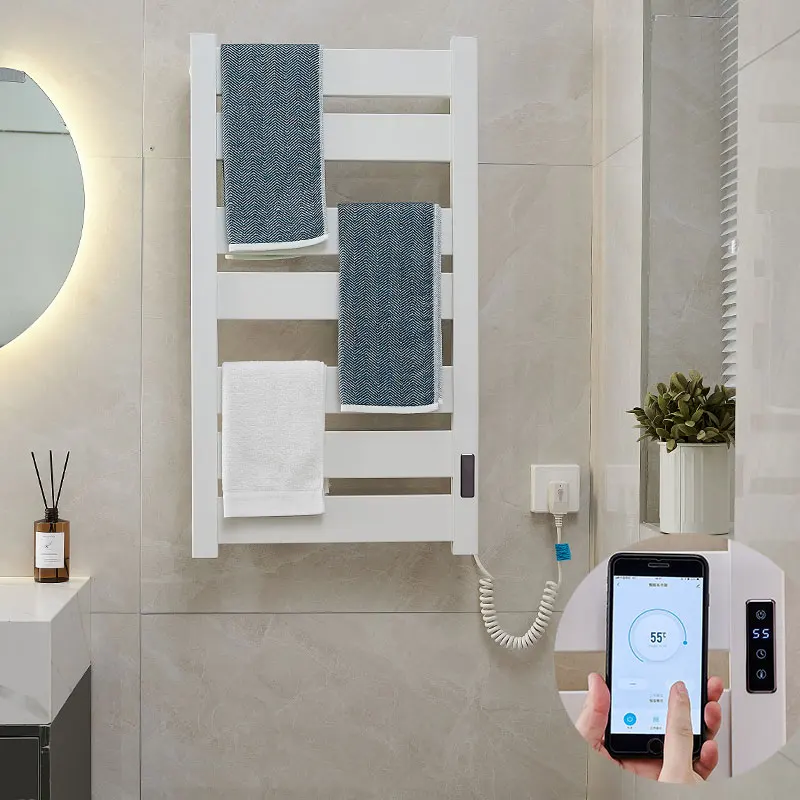 LCD Controller Intelligent Bathroom Hotel Sterilization And Mite Removal Electric Towel Warmer Aluminum Heated Towel Rack