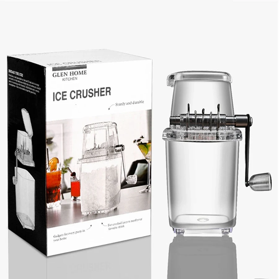 Household Manual Ice Crusher, Bar Cocktail Crushed Ice Machine Commercial Plastic Shaved Ice Machine Smoothie Machine/