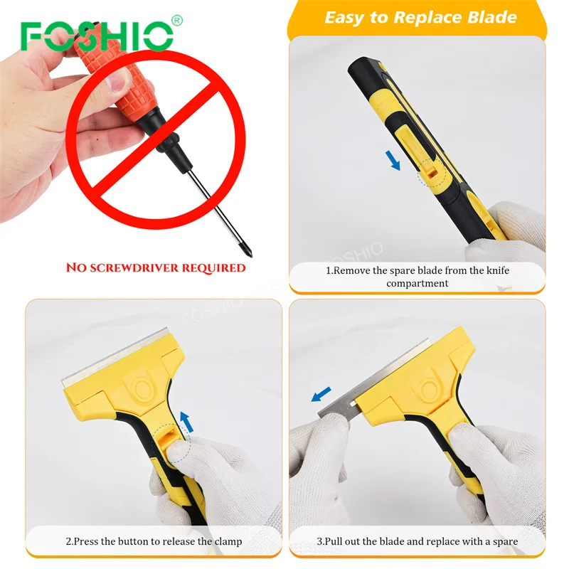 Foshio Design Wholesale Price  Razor Blade Scraper Tool Clean Paint Wallpaper Remover Cleaning Products Glass Scraper Tool